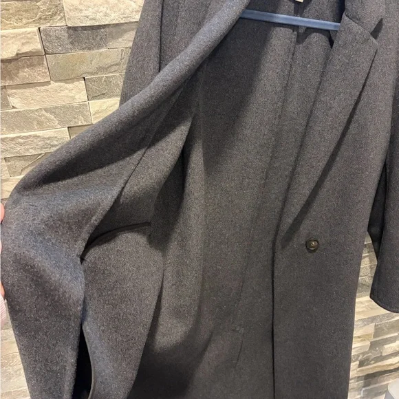 Vince Classic Wool Blend Straight Coat - Charcoal - Small - Picture 6 of 12